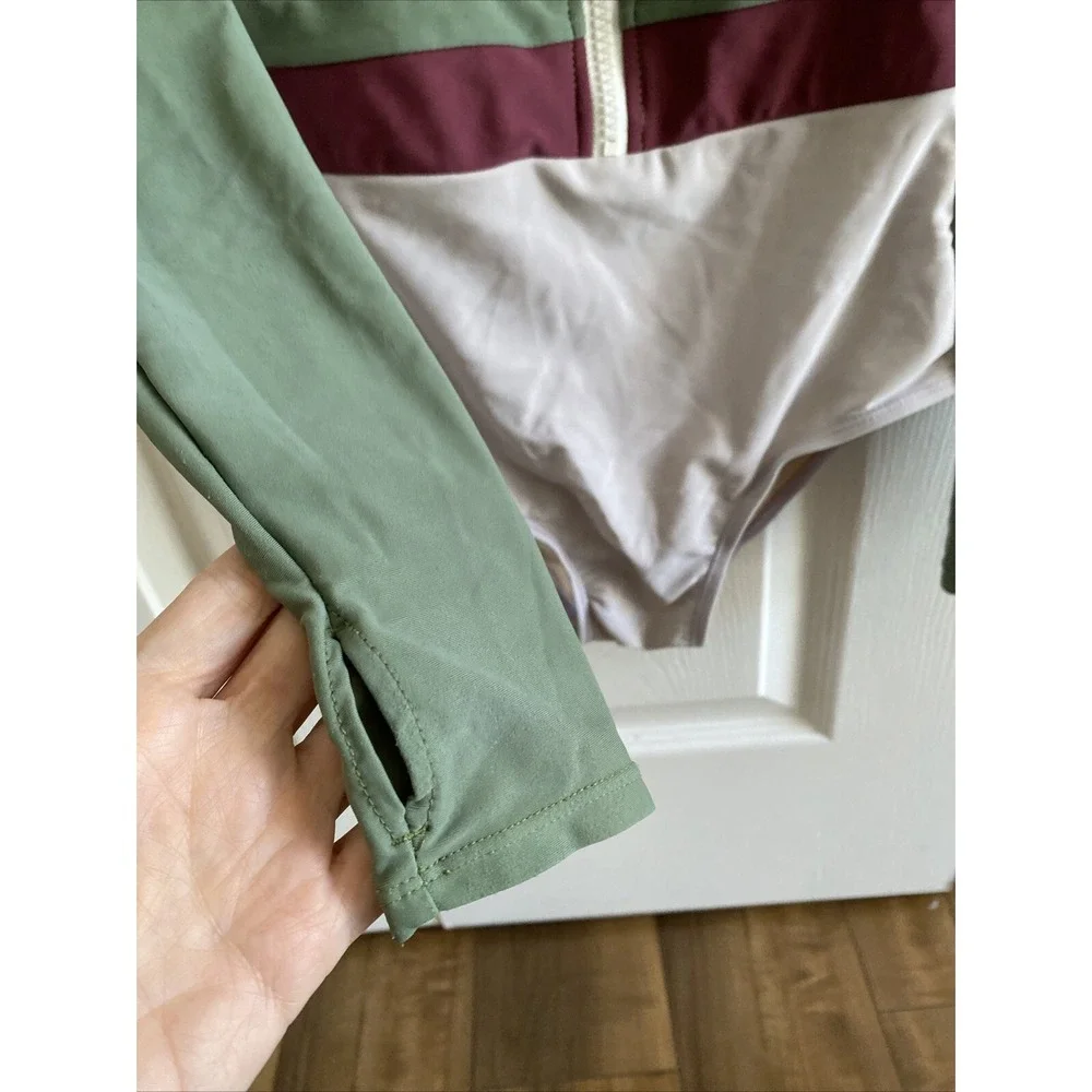 Mott 50 Toddler Girls Margherita Olive Green One Piece Long Sleeve Swim‎